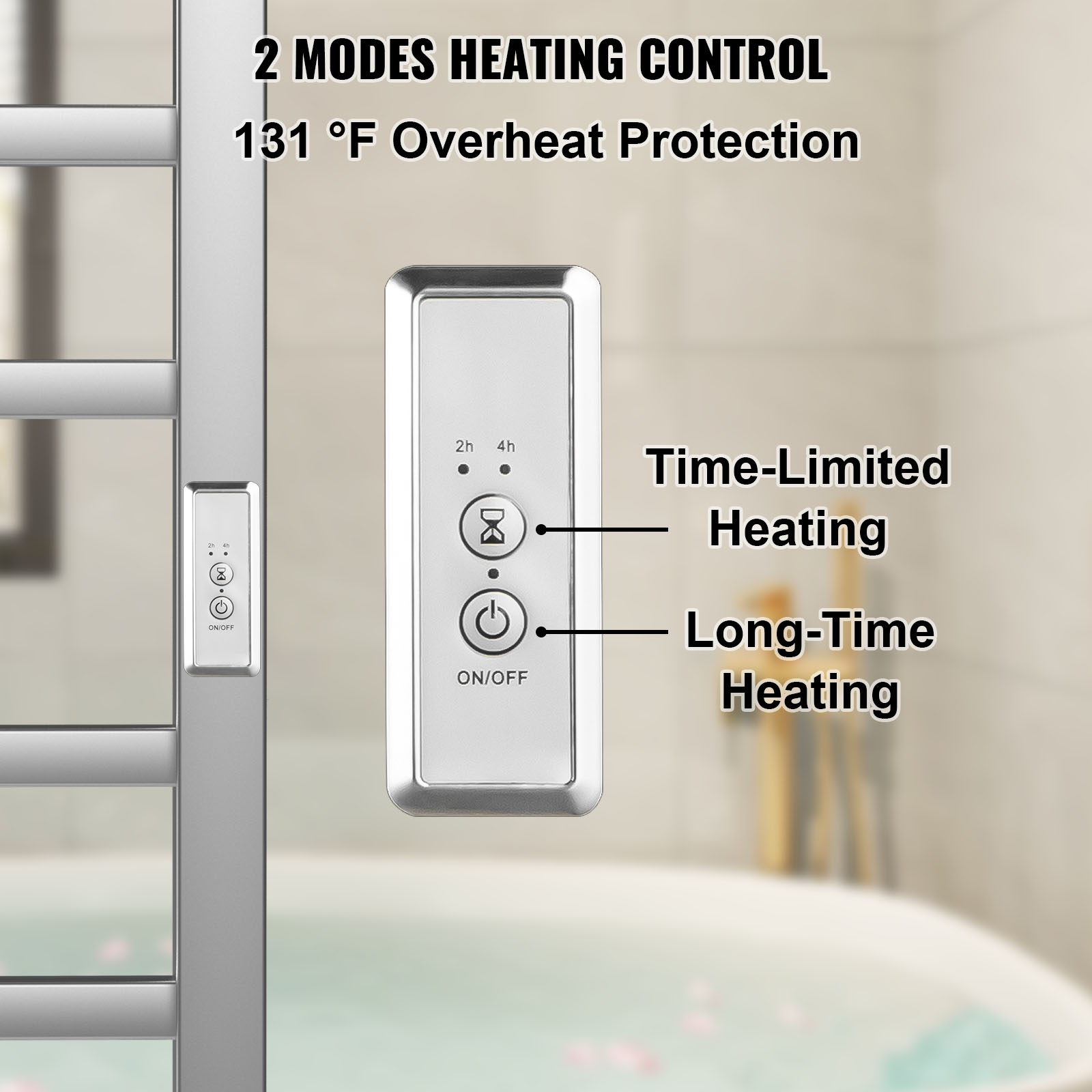 VEVOR Heated Towel Rack, 8 Bars Design, Polishing Brushed Stainless Steel Electric Towel Warmer with Built-in Timer, Wall-Mounted for Bathroom, Plug-in/Hardwired, UL Certificated, Silver