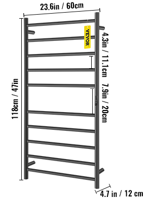 VEVOR Heated Towel Rack, 10-Bar Towel Warmer Rack, Wall Mounted Electric Towel Warmer, Electric Towel Drying Rack w/Timer, Matte Black Stainless Steel Heated Towel Warmer for Bath, Plug-in/Hardwired