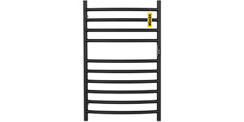 VEVOR Heated Towel Rack, 10 Bars Curved Design, Powder Coated Stainless Steel Electric Towel Warmer with Built-in Timer, Wall-Mounted for Bathroom, Plug-in/Hardwired, UL Certificated, Black