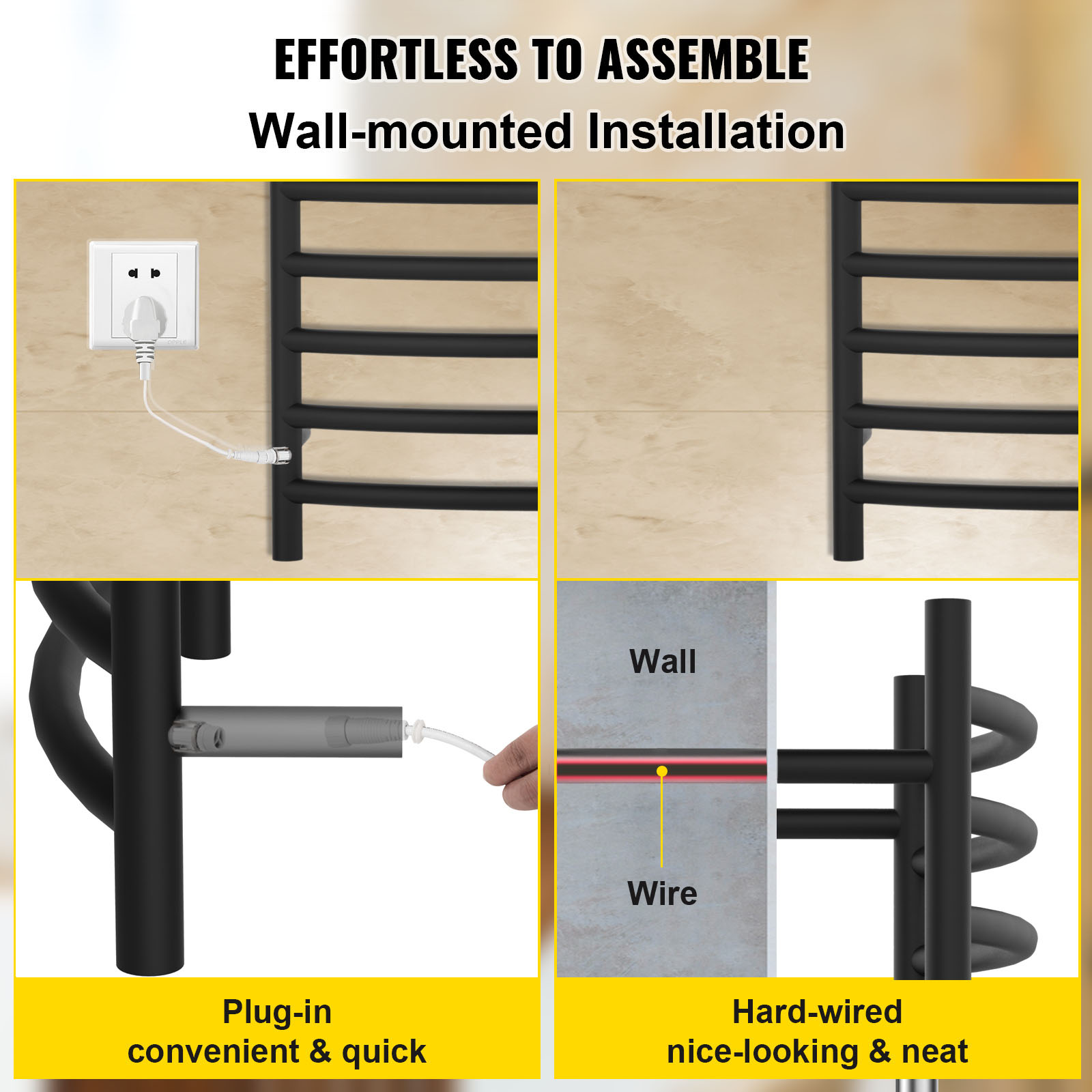 VEVOR Heated Towel Rack 12 Bars Design Polishing Brushed Stainless Steel Electric Towel Warmer with Built-In Timer Wall-Mounted for Bathroom