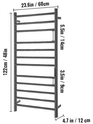VEVOR Heated Towel Rack, 12-Bar Towel Warmer Rack, Wall Mounted Electric Towel Warmer, Electric Towel Drying Rack w/Timer, Matte Black Stainless Steel Heated Towel Warmer for Bath, Plug-in/Hardwired