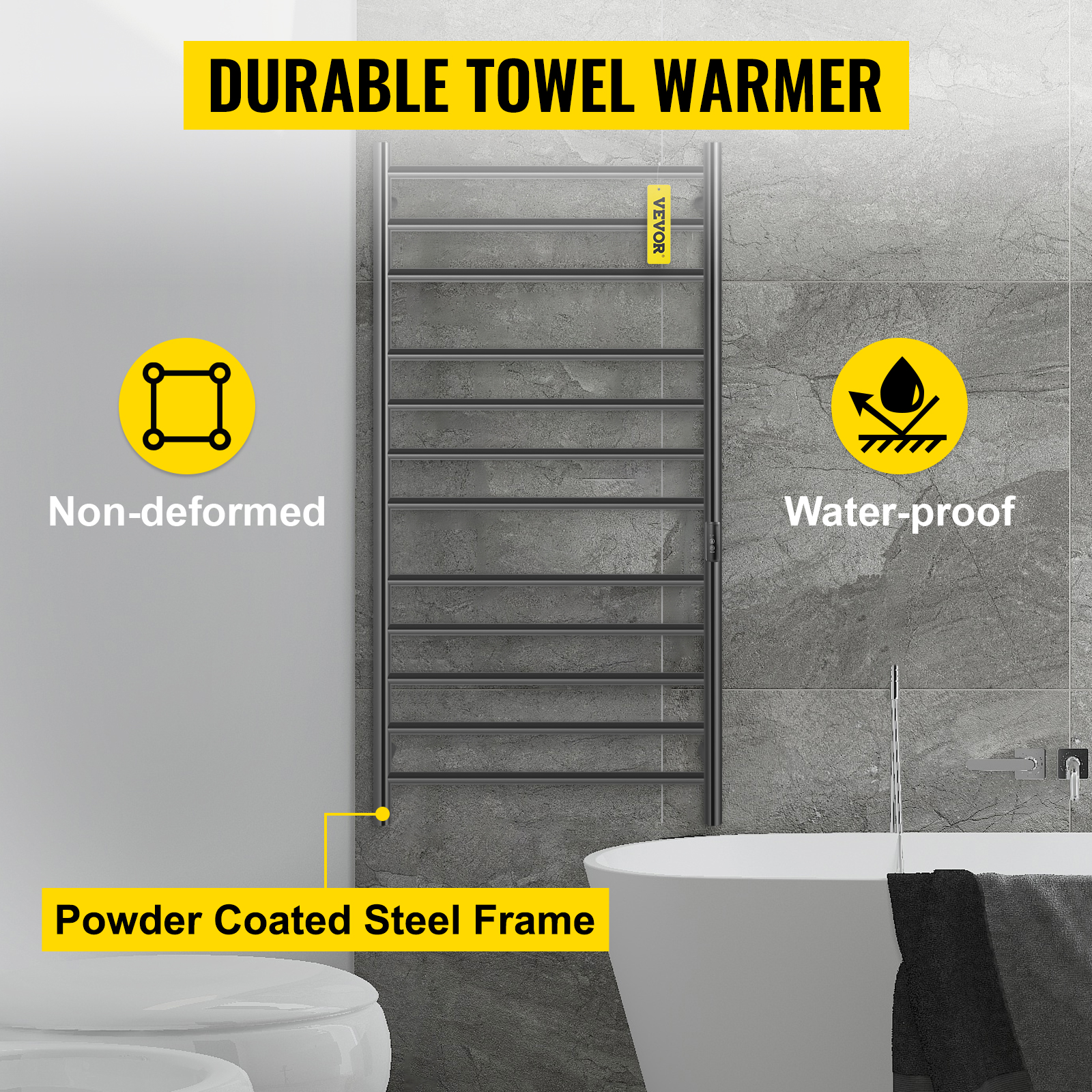 Toallero eléctrico inteligente de temperatura constante, secador de toallas  de baño, 110V-220V, color negro Secador