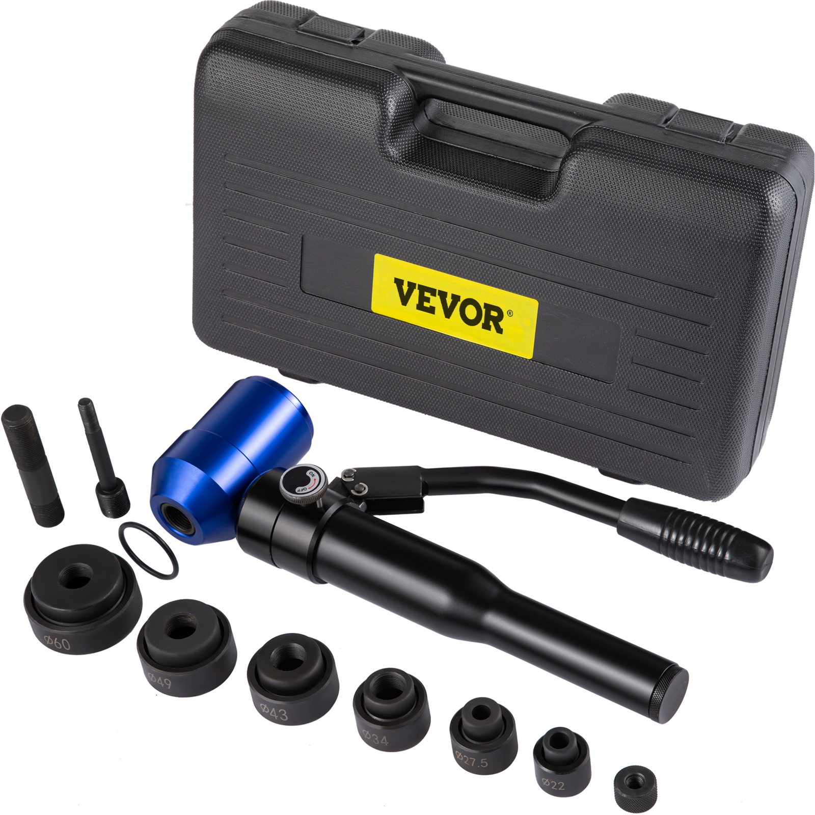 VEVOR Hydraulic Hole Punching Machine, 6 Ton Manual Hole Digger Punch,  Portable Metal Hole Digger Hydraulic Punch Kit with 5 Punch Dies 0.63 to  0.98 Inch for Iron Stainless Steel Aluminum Plates 