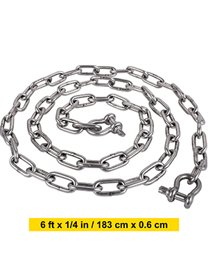 Anchor Lead Chain 1/4" x 2' Calibrated Galvanized with 2 SS 1/4" Bow Shackles