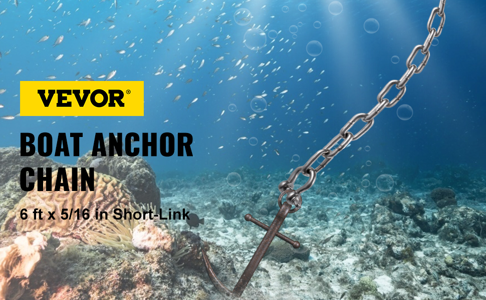 VEVOR Anchor Rode and Chain, 15' x 5/16 Boat Anchor Chain, 1/2 x 200