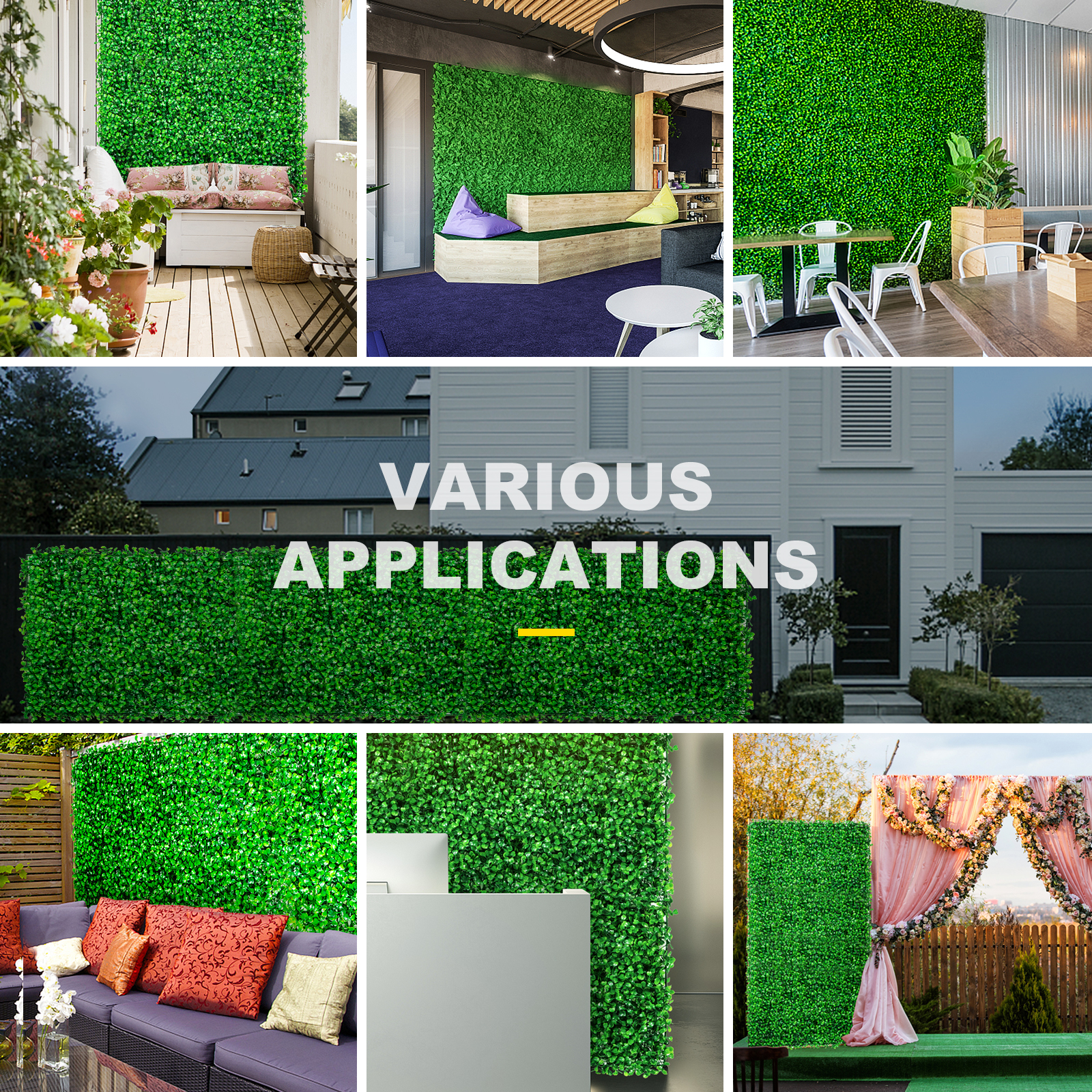 96PCS Artificial Boxwood Hedge Mat Panels Greenery Walls Garden Backyard 10x 10" 