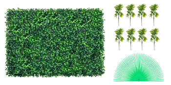 VEVOR mesterséges növényfal 24 db 24 x 16 hüvelyk, Privacy Screen Hedge Artificial Green, Mesterséges bukszus panel PE, Privacy Screen Mesterséges növények 60 x 40 cm, Privacy Hedge Wall dekoráció Növényi fal