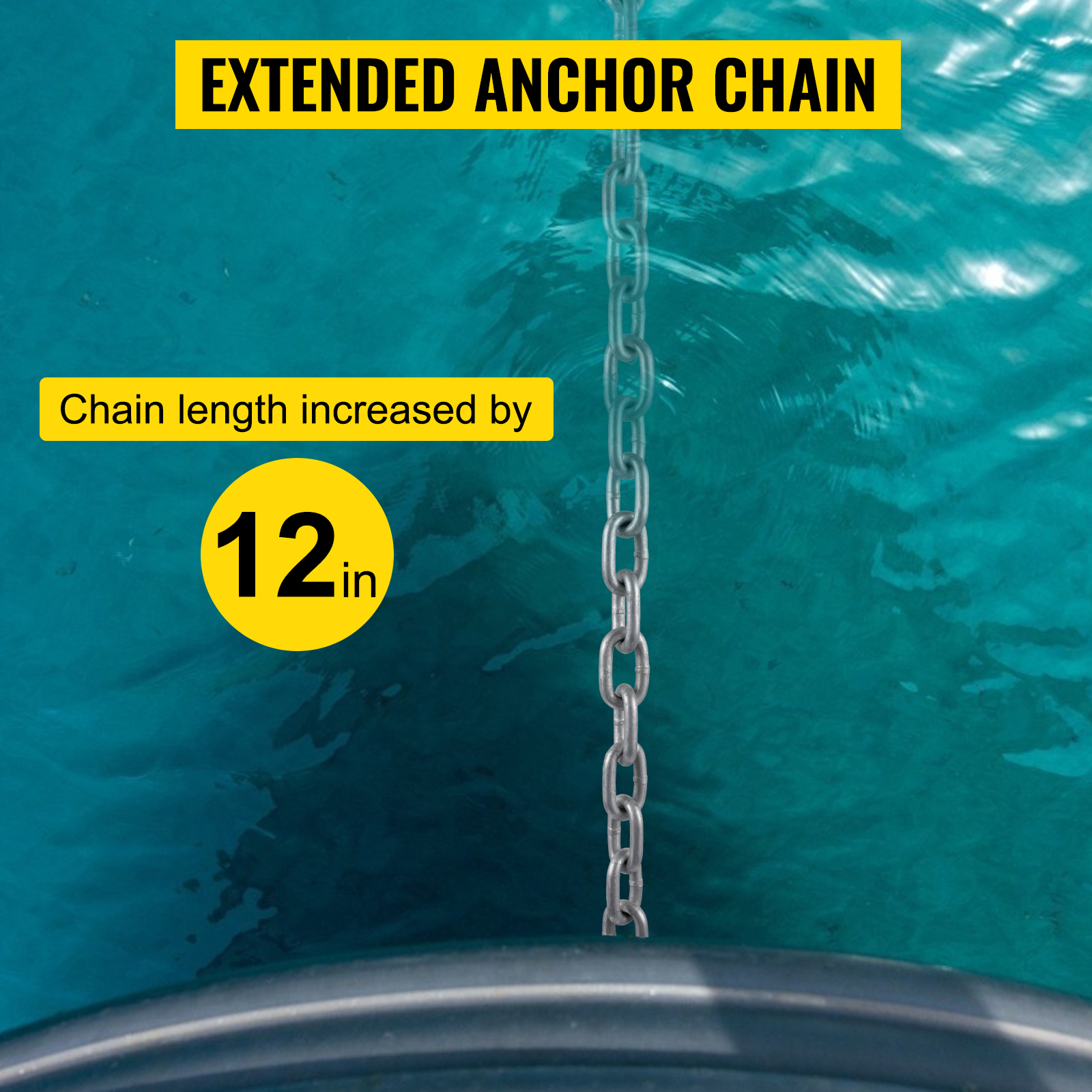 VEVOR Anchor Rode and Chain, 15' x 5/16 Boat Anchor Chain, 1/2 x 200