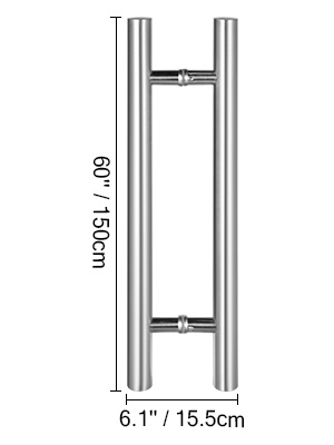 Paire de Poignée de Porte Coulissante Pousser-Tirer Longueur 1500 mm Acier Inox