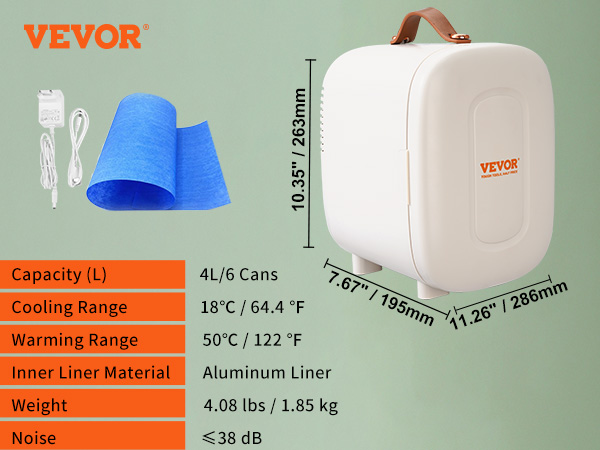 VEVOR Mini nevera Vevor, nevera para el cuidado de la piel de 6 l con luz  LED y espejo HD, neveras de maquillaje AC/DC para el cuidado de la piel,  almacenamiento de