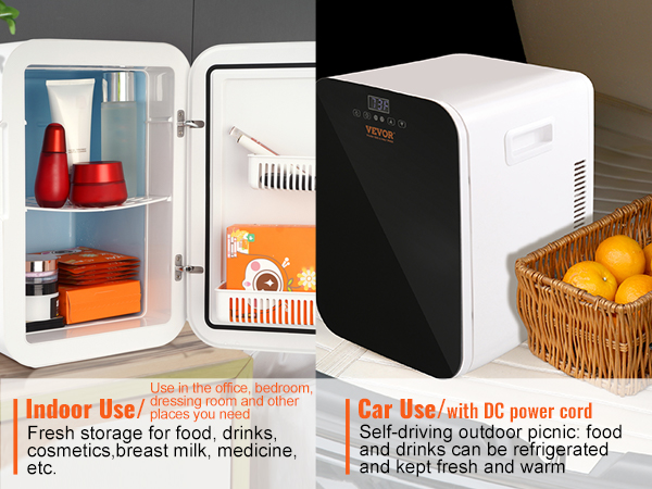 Mini refrigerador de 8 litros, refrigeradores portátiles de bebidas,  refrigerador independiente con luz LED y espejo para cuidado de la piel