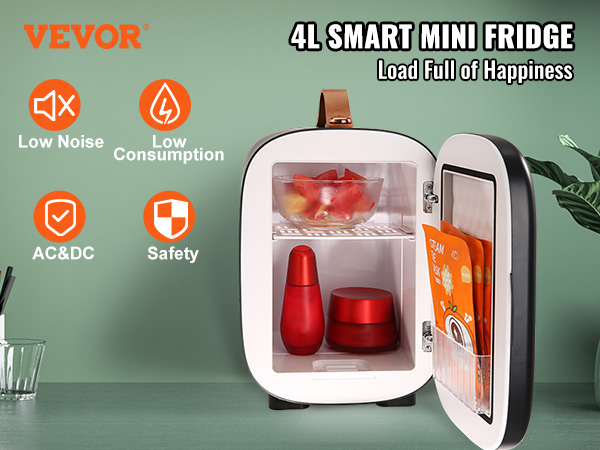 Mini refrigerador Vevor, refrigerador pequeño de 4 litros/6 latas para  bebidas, cuidado de la piel y cosméticos, enfriador y calentador de CA/CC