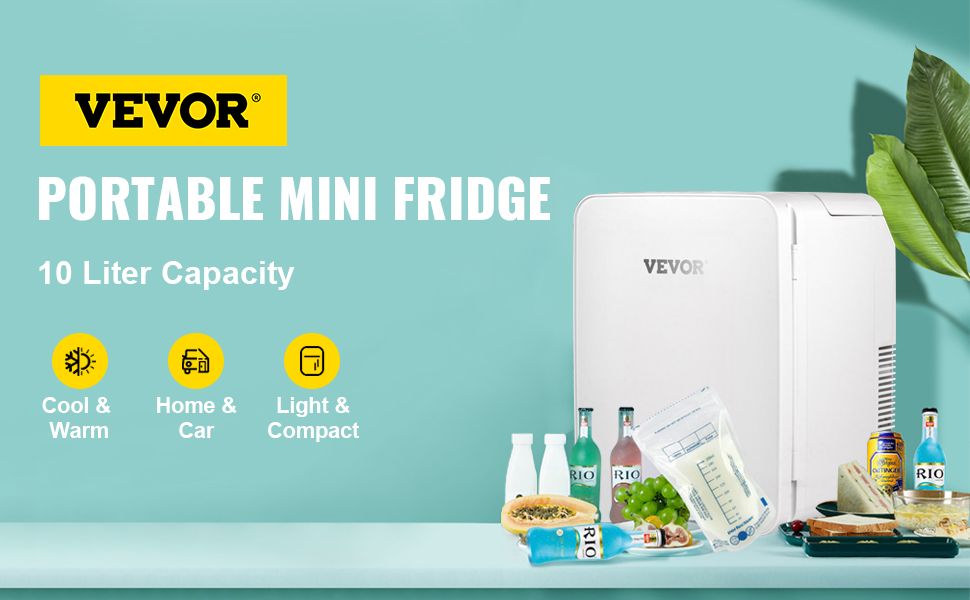 Vevor Mini Refrigerador Pequeño Portátil 12v 48w 10l Blanco