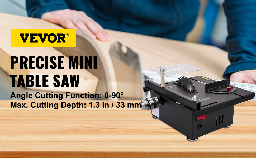VEVOR Mini Table Saw, 96W Hobby Table Saw for Woodworking, 0-90 Angle Cutting  Portable DIY Saw, 7-Level Speed Adjustable Multifunctional Table Saws,  1.3in Cutting Depth Mini Precision Table Saw Item VEVOR US