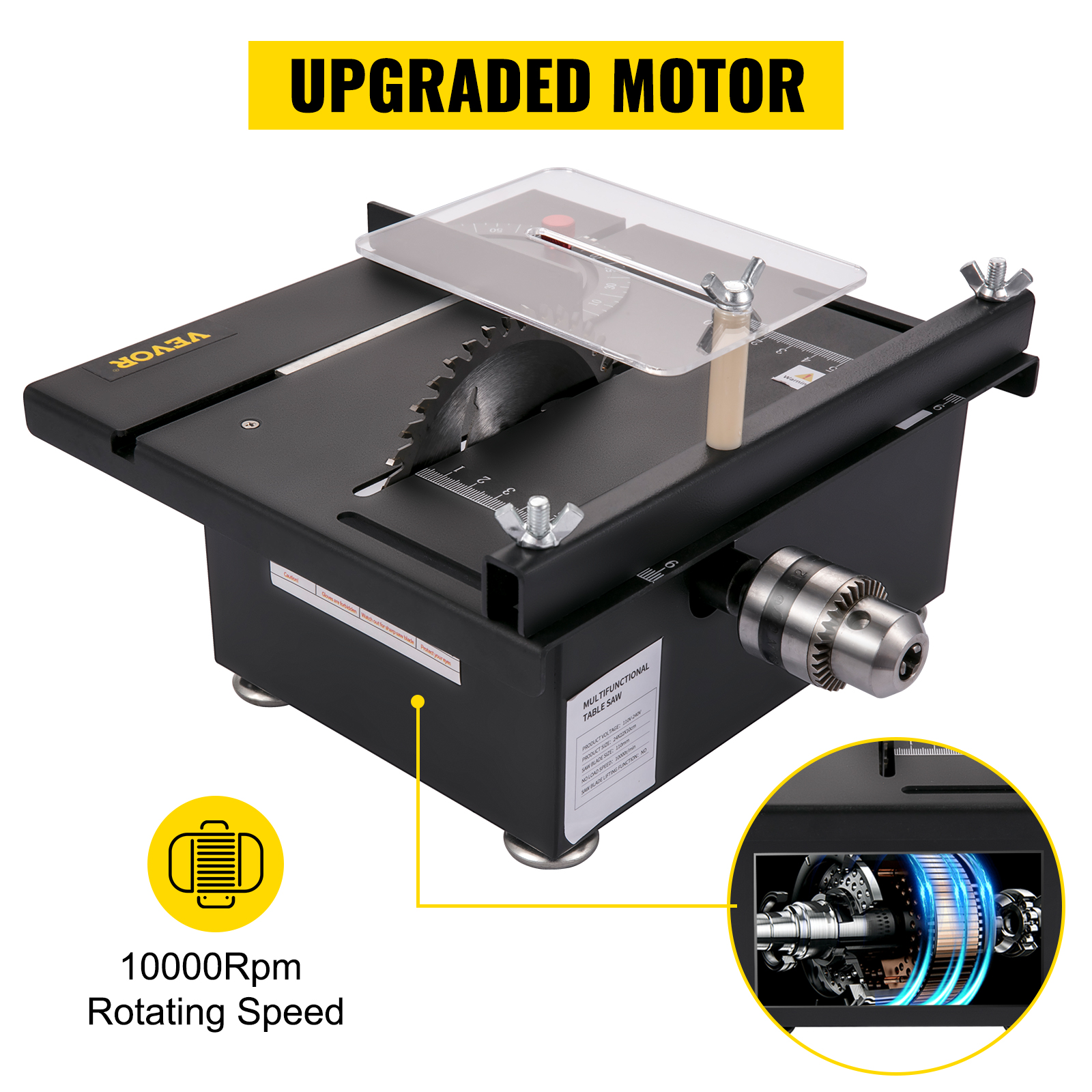 VEVOR Mini Table Saw, 96W Hobby Table Saw for Woodworking, 0-90 Angle  Cutting Portable DIY Saw, 7-Level Speed Adjustable Multifunctional Table  Saws,