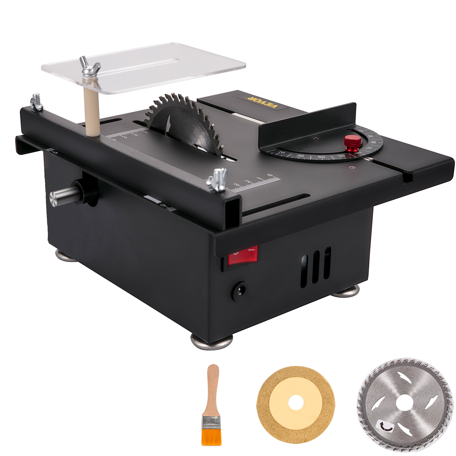 Mini sierra de mesa eléctrica de escritorio, cortador de ángulo de  velocidad ajustable para madera, plástico y acrílico, 12-24V, 200W