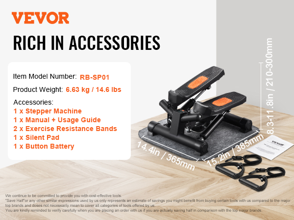 VEVOR Mini Stair Stepper With Resistance Bands - Hydraulic Twist Stepper For Home Cardio, LCD Monitor, 330LB Capacity