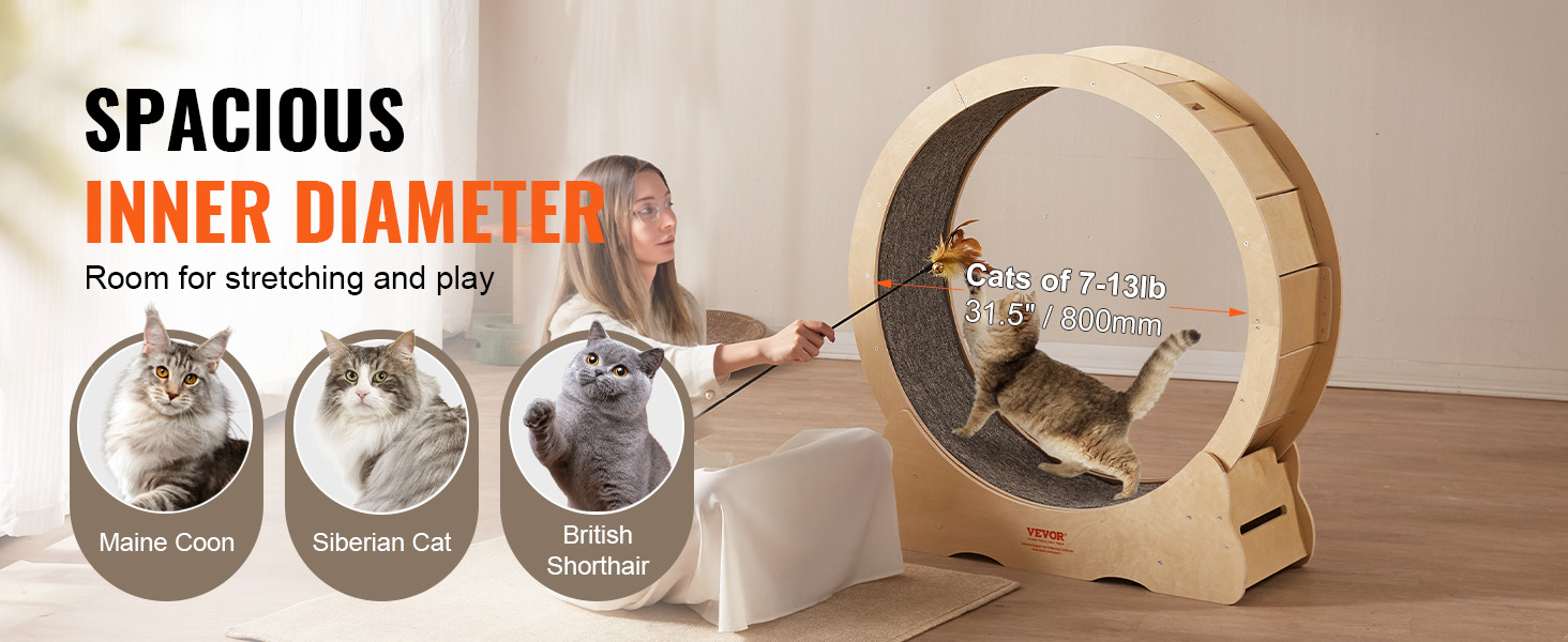 Roue De Course Pour Chat - Diamètre 80 Cm, Hauteur 85 Cm, Blanc, Pour Exercice Et Jeu
