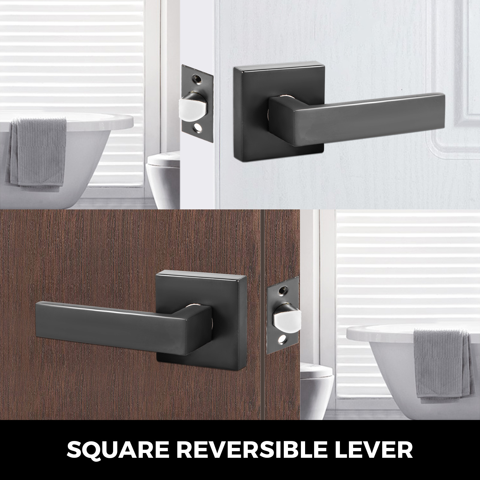 VEVOR Passage Door Lever 5 Pack Passage Door Handle Matte Black Lever