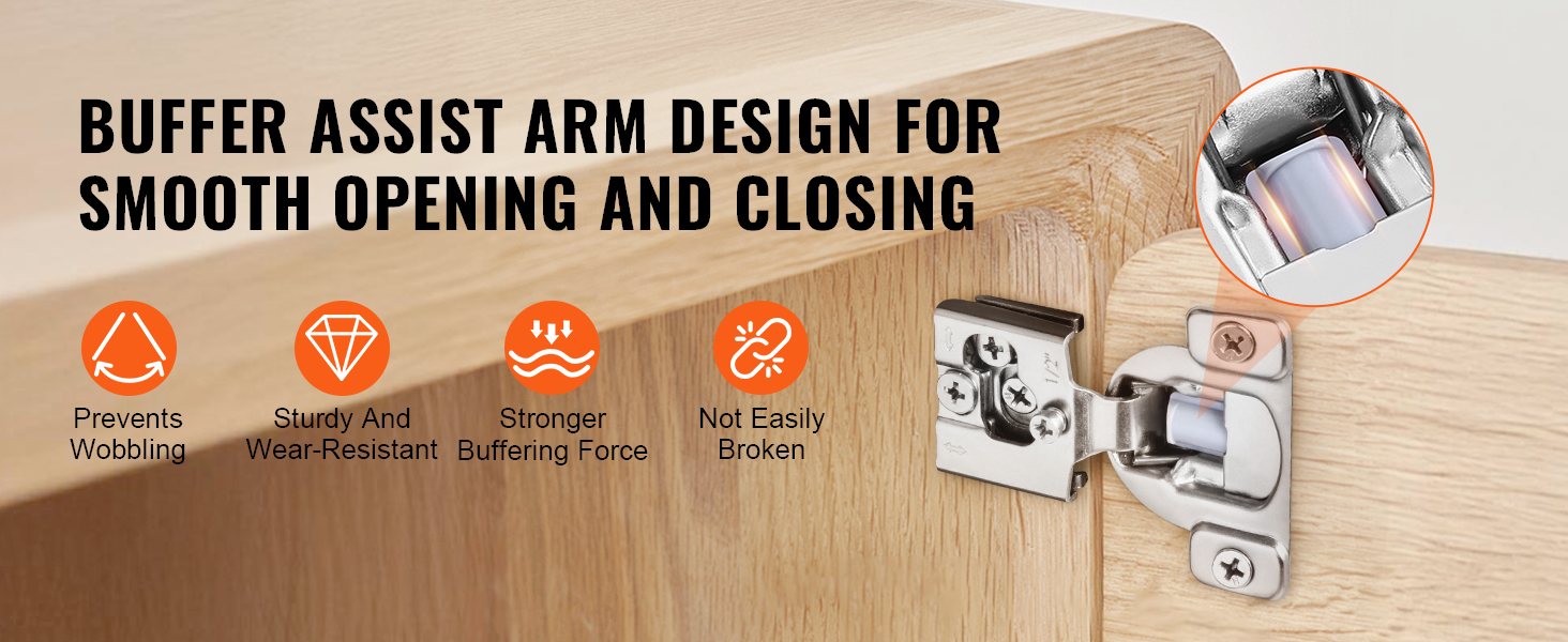 VEVOR Door Hinges 40 Packs Partial Overlay Soft Close for