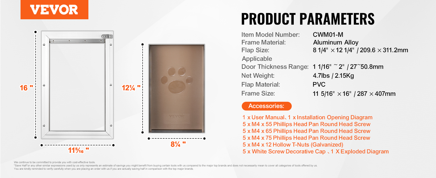 Flap pet door,1 flap,white