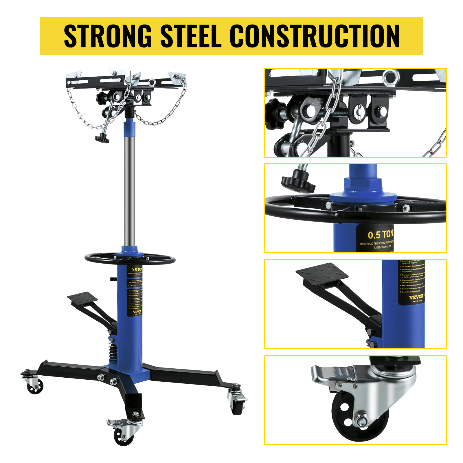 Wimmer Hydraulic Two Stage Telescopic Transmission Jack 0.5 Ton 