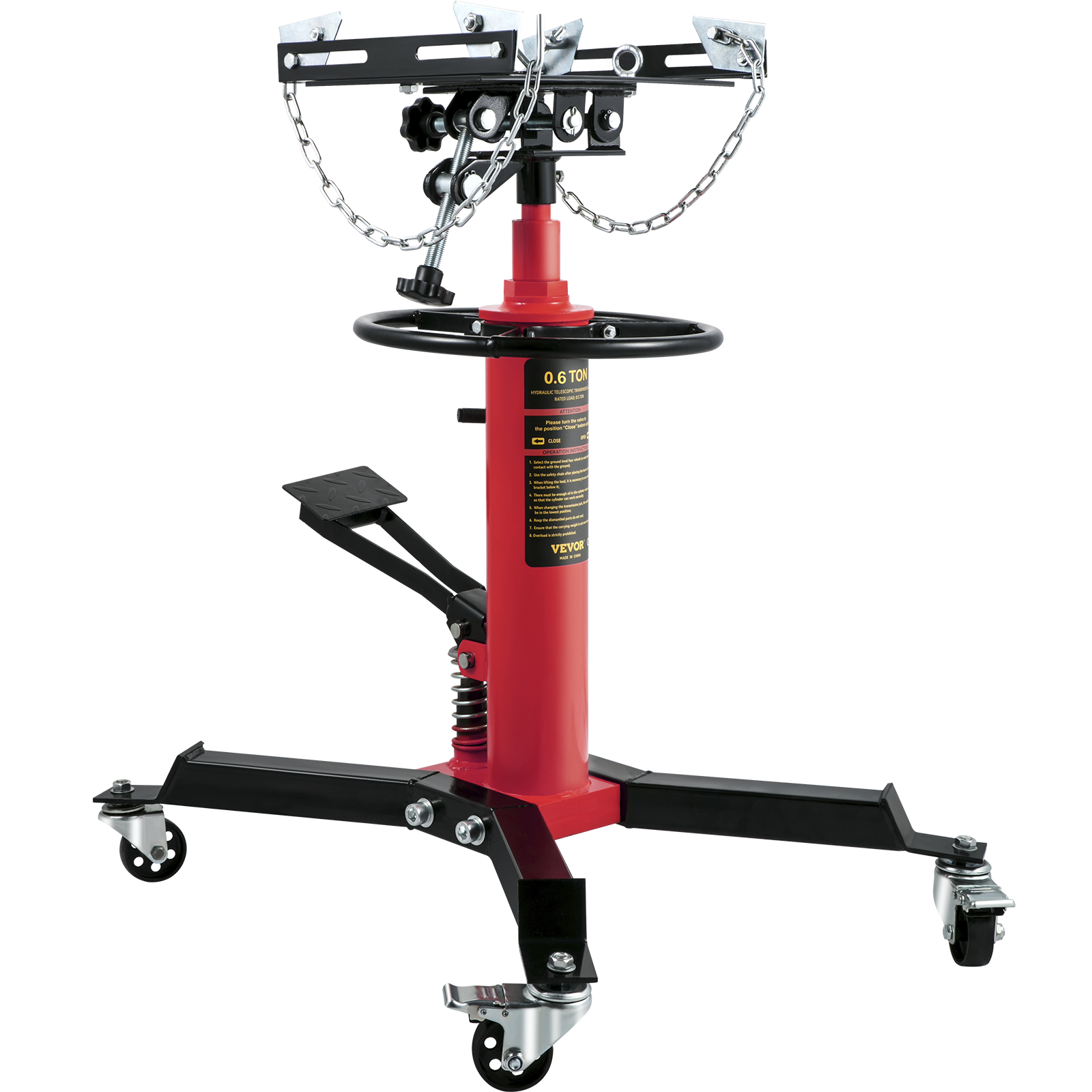VEVOR Transmission Jack,3/5 Ton/1322 lbs Capacity Hydraulic Telescopic Transmission Jack, 2-Stage Floor Jack Stand with Foot Pedal, 360° Swivel