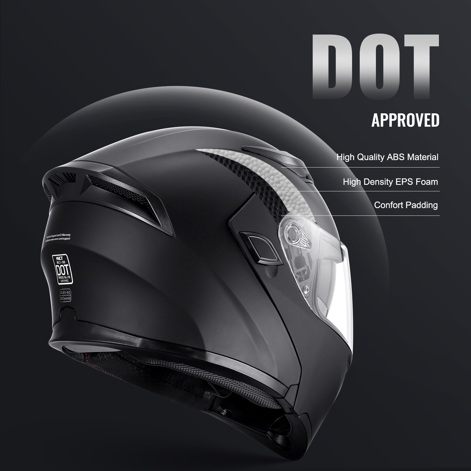 VEVOR Motorcycle Full Face Modular 3/4 Helmets for Mini-bike Scooter DOT Unisex - Picture 53 of 110