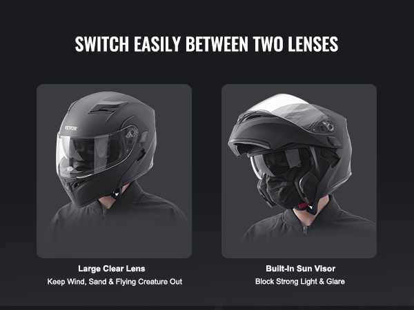 VEVOR Full Face Motorcycle Helmet Winter Flip Up Modular Helmets Dual Visor  DOT | eBay