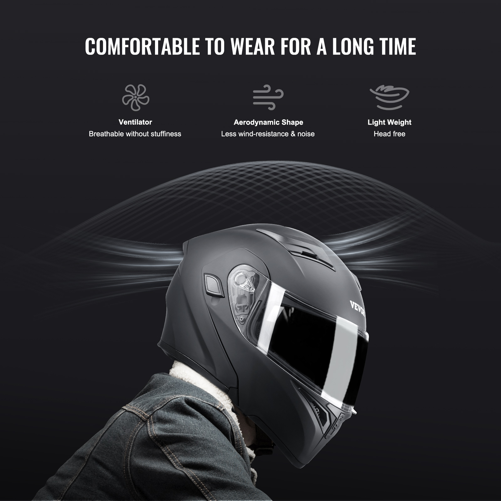 VEVOR Motorcycle Full Face Modular 3/4 Helmets for Mini-bike Scooter DOT Unisex - Picture 69 of 110