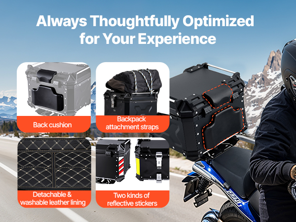 Qqmora top case Porte-bagages universel noir 45l pour moto Adventure