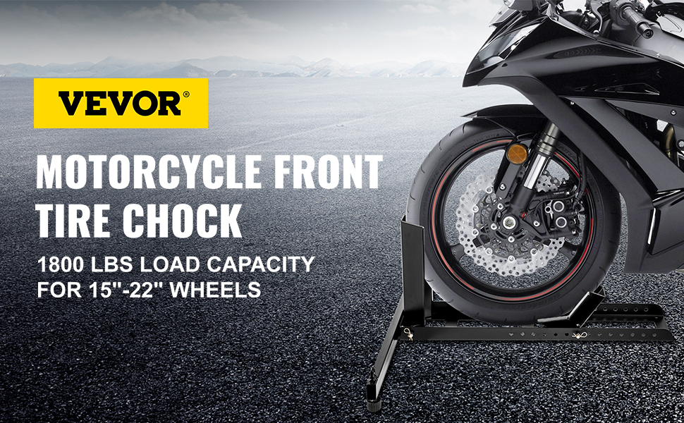 Calzo de rueda de motocicleta, soporte para cuna de rueda de 1800 libras,  soporte de acero resistente para rueda delantera de motocicleta con 3