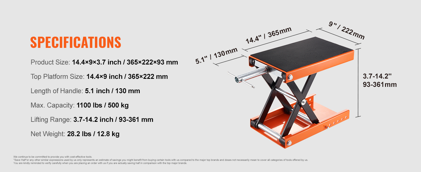 Motorcycle Lift 1100lb Jack - Wide Deck Scissor Lift Stand For Bike, ATV, Scooter Bike Lift - Foto 3