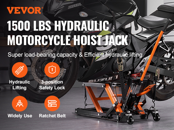  Futchoy Cric de moto hydraulique - Support de montage pour moto  - Support de levage - Charge maximale : 680 kg - Pour ATV/Quad