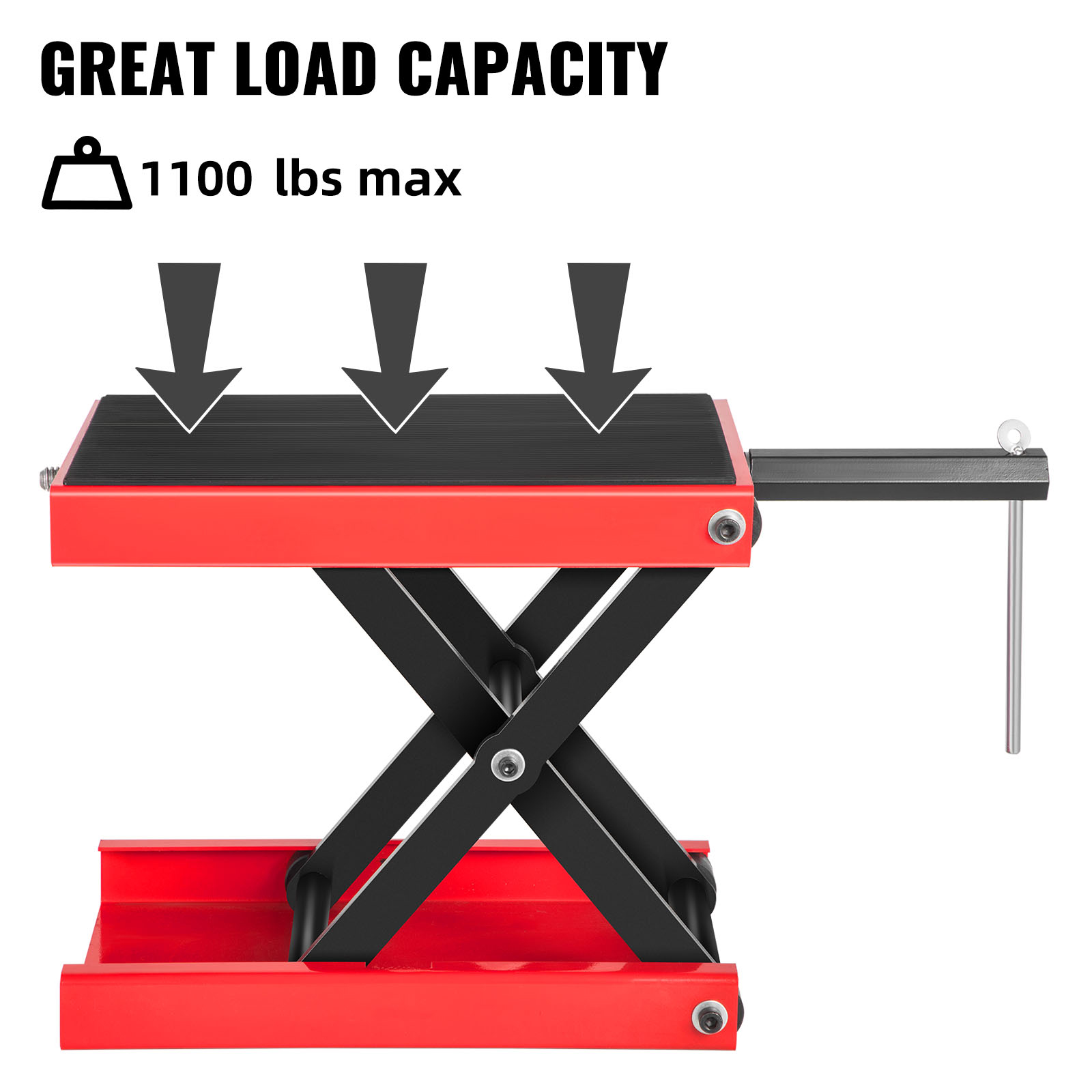 Motorcycle Lift Table with Non-Skid Rubber Pad Motorcycle Scissor Lift Jack with Wide Deck 498.95 kg Compact Crank Hoist Stand,Scissor Stand for Motorcycles VEVOR Motorcycle Jack 1100 lb 