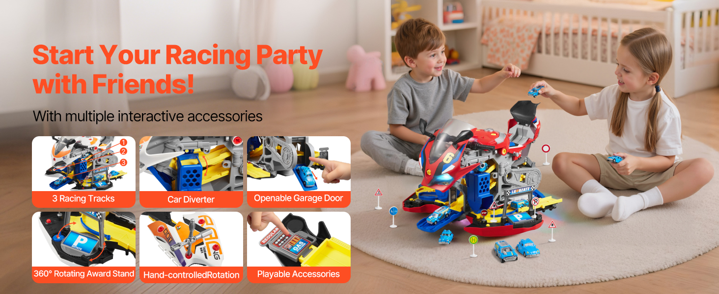 built in racing track with mini cars