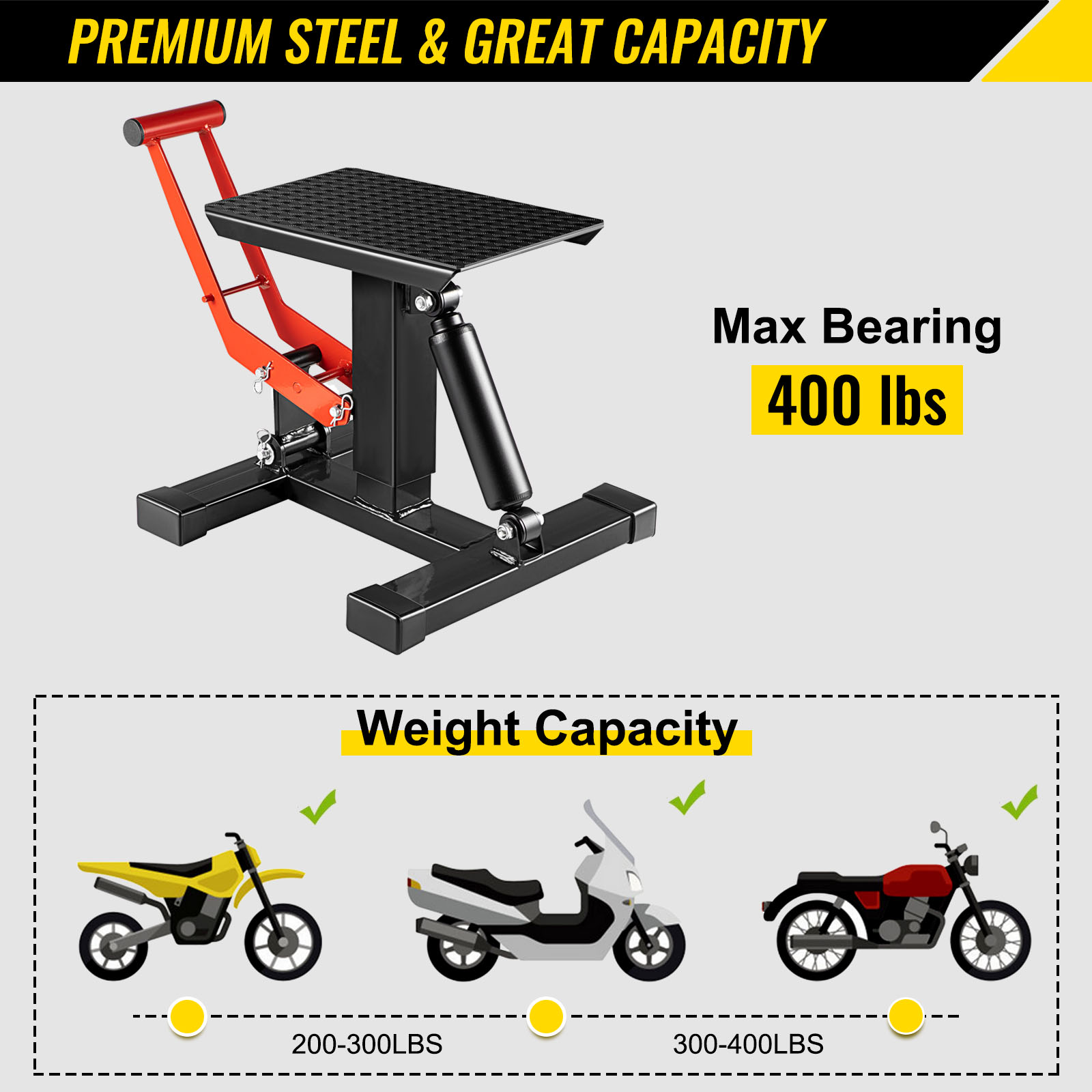 Aohuada Hydraulic Motorcycle Lift Stand Motocross Repair Stand Lifter 150 kg Universal Hydraulic Lift Load Stand Repair Hydraulic Motocross Repair Stand 