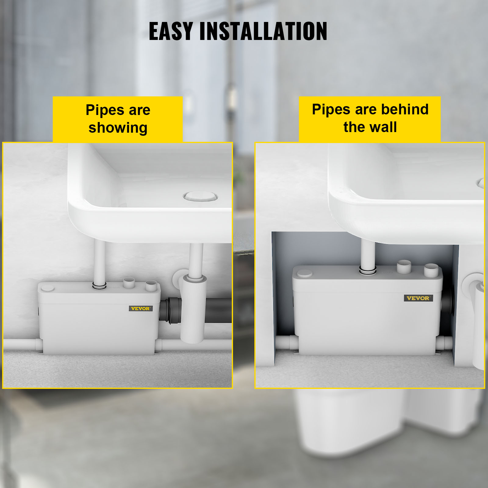 VEVOR Macerator Pump 400W, 5 Inlets(1 Sided) for Basement, Kitchen