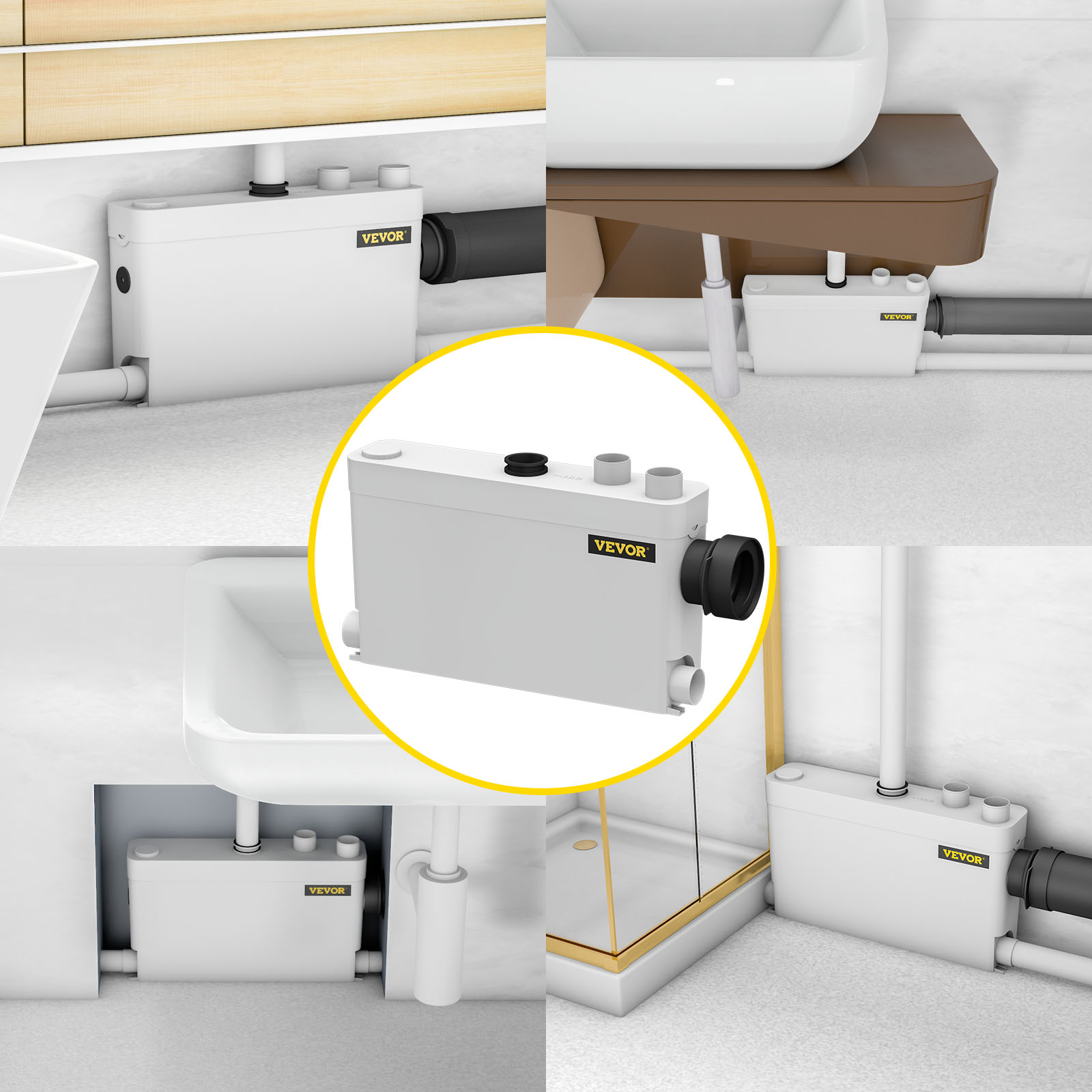 VEVOR Macerator Pump 400W, 5 Inlets(1 Sided) for Basement, Kitchen
