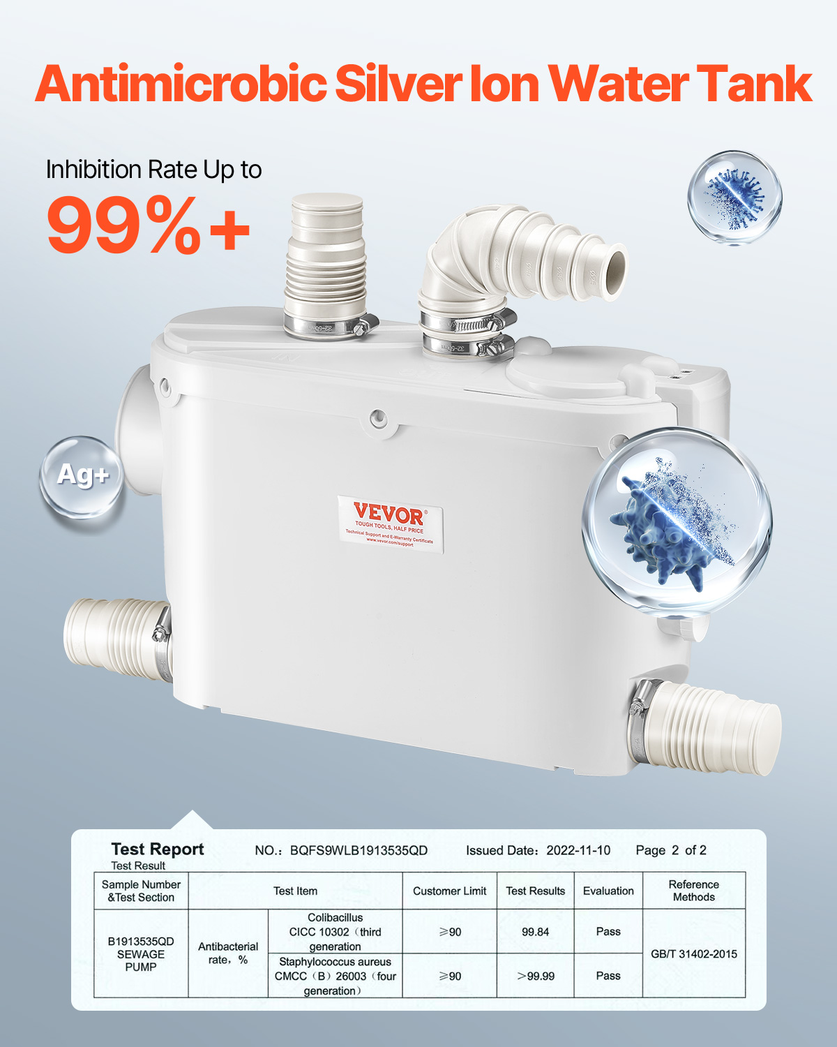VEVOR Hebeanlage Kleinhebeanlage Fäkalienpumpe 500W für WC Dusche Waschbecken - Bild 4 von 12