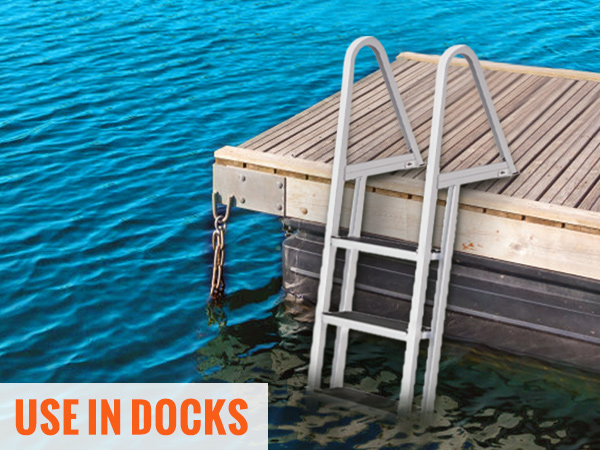 VEVOR Dock Ladders Flip Up, Dock Ladder with Rubber Mat, Swim Ladder  Aluminum 4 Step, Each Step 18 x 4, 350Lbs Load, for Lake, Marine  Boarding, Pool