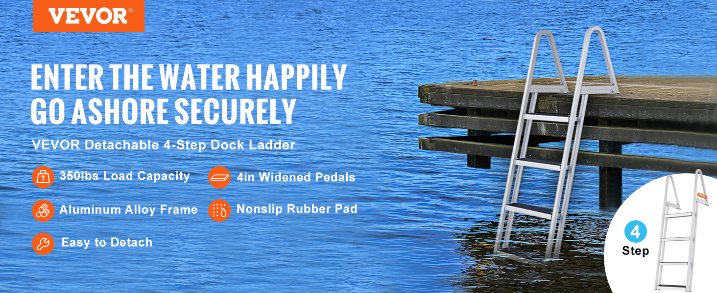 Dock Ladder, Large Load Capacity, with Rubber Pads