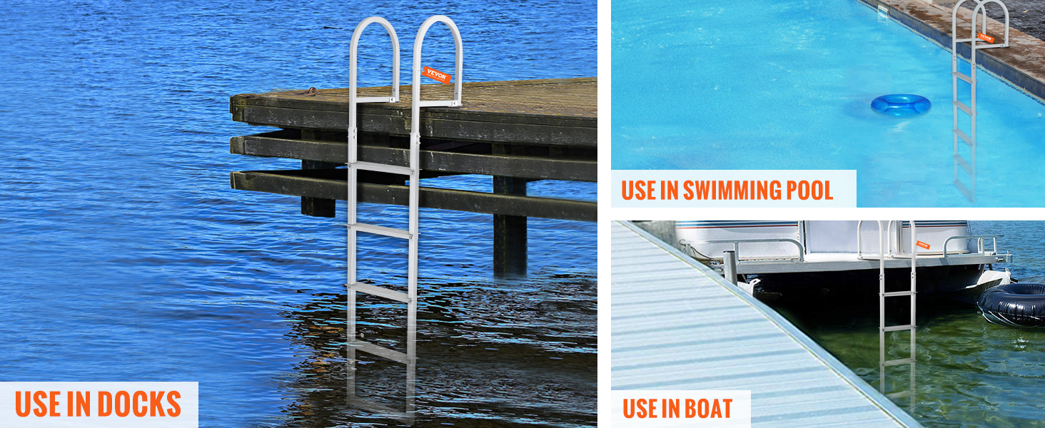 VEVOR Dock Ladder, Removable 5 Steps, 227 kgs Load Capacity, Aluminum ...