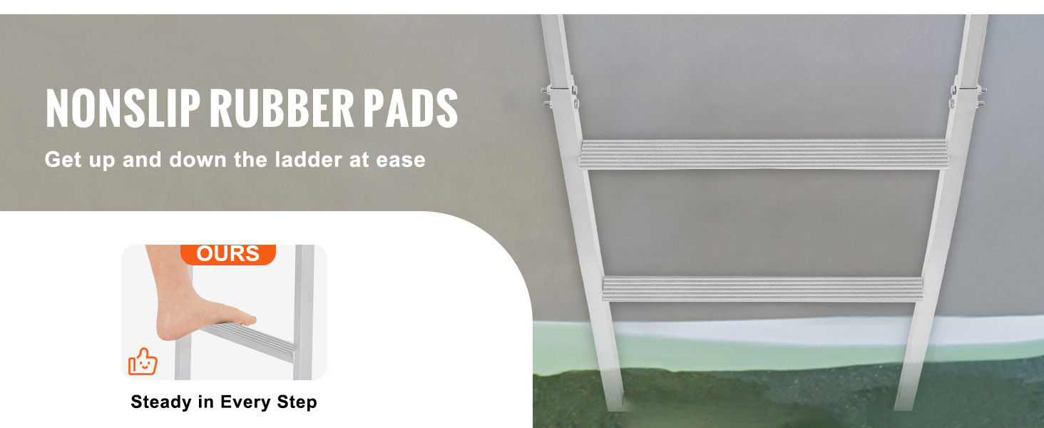 Aluminum Flip-Up 3-Step Dock Ladder - 350 Lbs Load Capacity, Heavy Duty For Boat Dock
