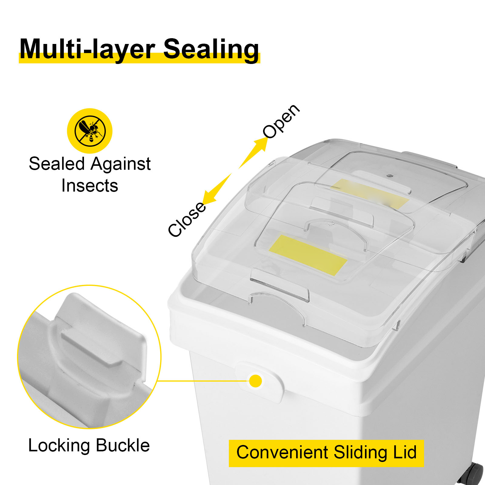 ingredient storage bin,white,PP material