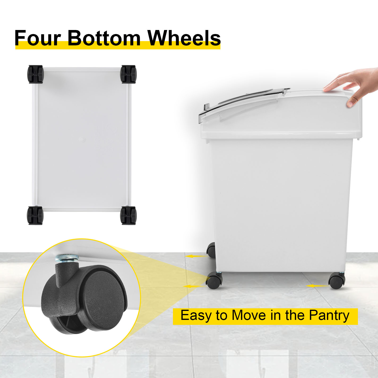 ingredient storage bin,white,PP material