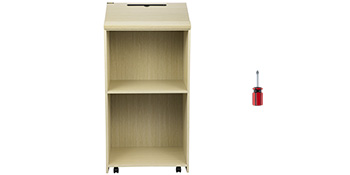 VEVOR Wood Podium, 39.4 x 20 FT, Lecterns and Podiums w/ 4 Rolling Wheels, Slant Surface, Baffle Plate & Shelf, Easy Assembly Oak Lecterns for Church, Office, School, Home White