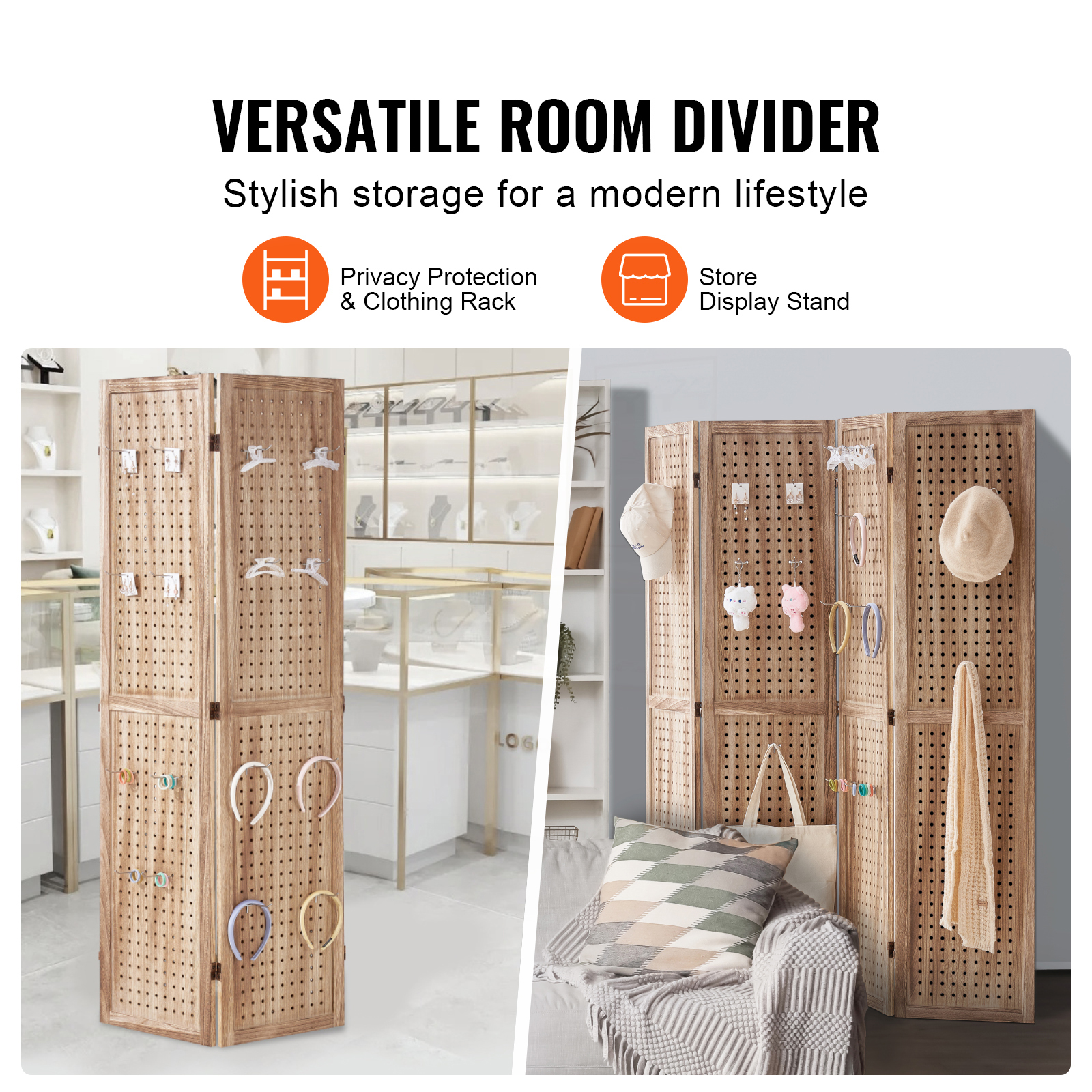 Wood Room Divider Wooden Screen 4/6/8 Panel for Room Separation Home Office - Picture 28 of 110