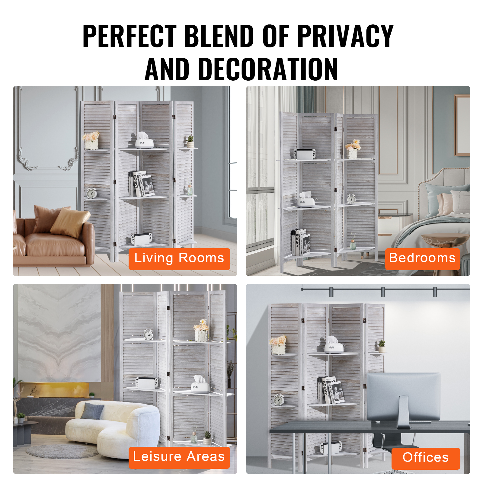 Wood Room Divider Wooden Screen 4/6/8 Panel for Room Separation Home Office - Picture 56 of 110
