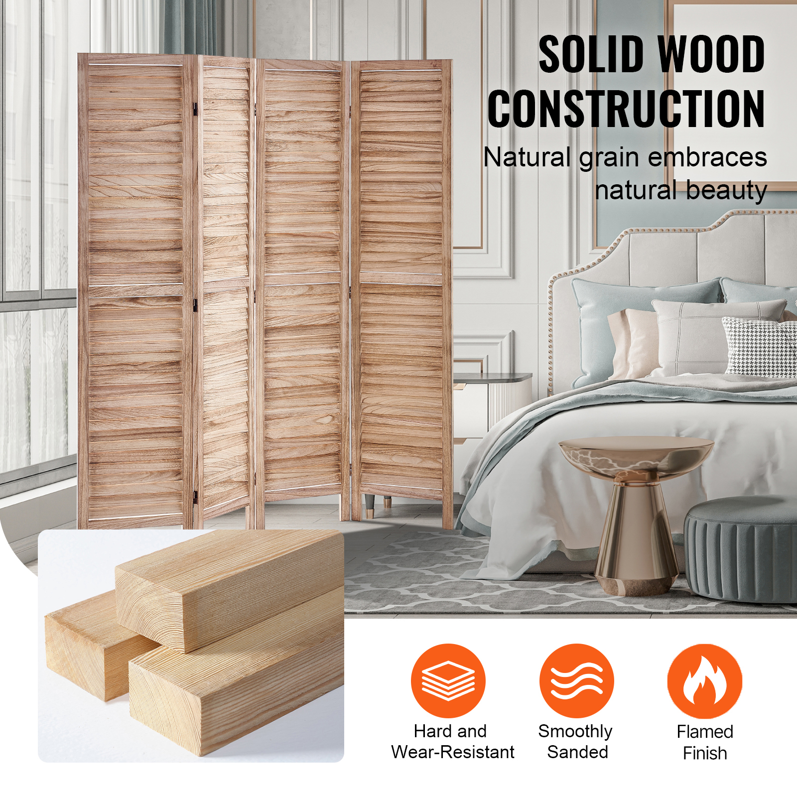 Wood Room Divider Wooden Screen 4/6/8 Panel for Room Separation Home Office - Picture 66 of 110